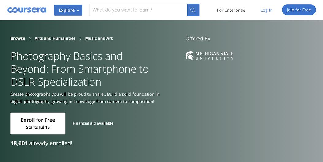 Photography Basics and Beyond (Course Header)