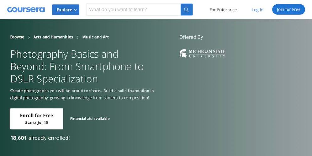 Photography Basics and Beyond (Course Header)